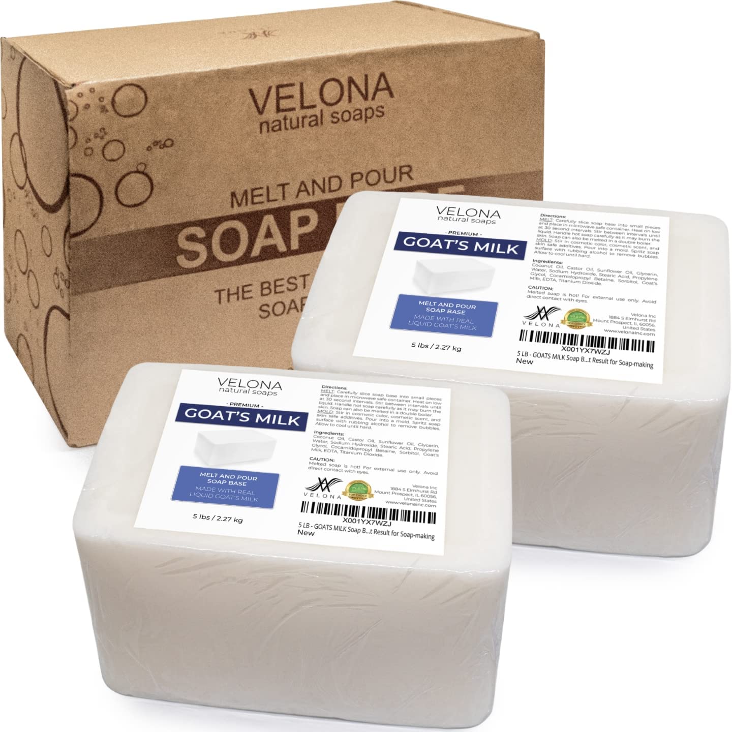 10 LB - GOATS MILK Soap Base by Velona | SLS/SLES free | Melt and Pour | Natural Bars For The Best Result for Soap-making&#x2026;
