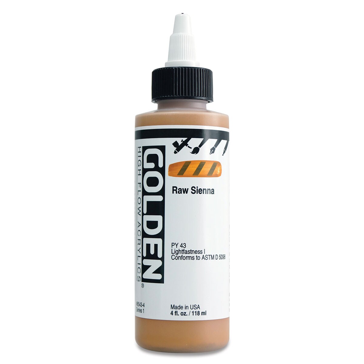 Golden High Flow Acrylics - Raw Sienna, 4 oz bottle