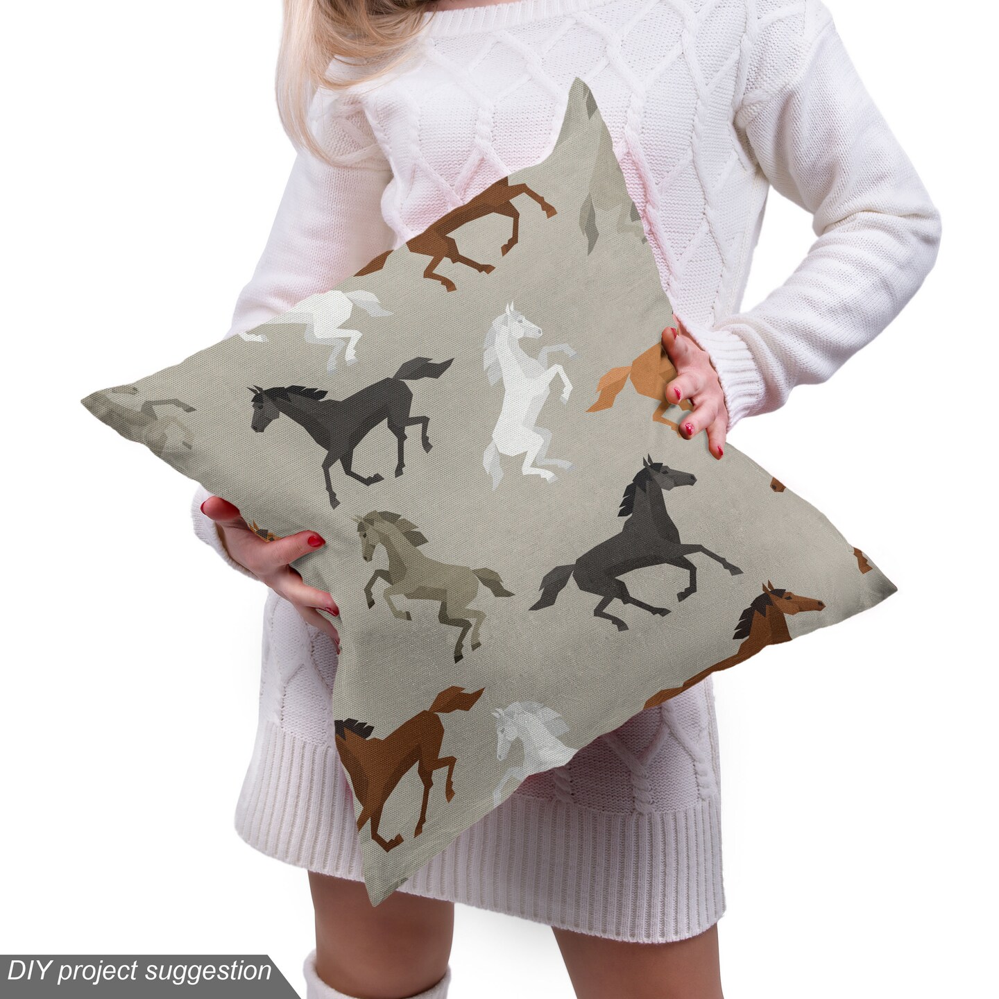 Ambesonne Horses Fabric by the Yard, Abstract Stallions Simple Design Animals Galloping Curvet Illustration, Decorative Fabric for Upholstery and Home Accents, 1 Yard, Taupe Black