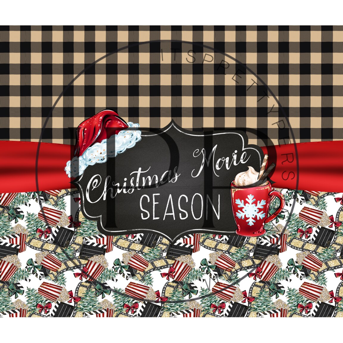 #470- 20oz- Christmas Movie Junkie- 9.4" x 8" Pattern Vinyl Wrap (IPP EXCLUSIVE!)