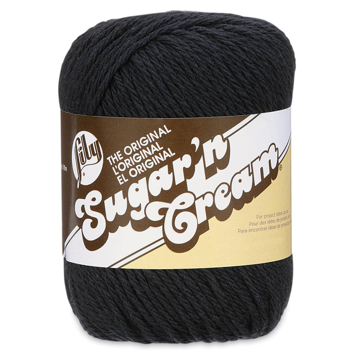 Lily Sugar N&#x27; Cream Yarn - 2.5 oz, 4-Ply, Black