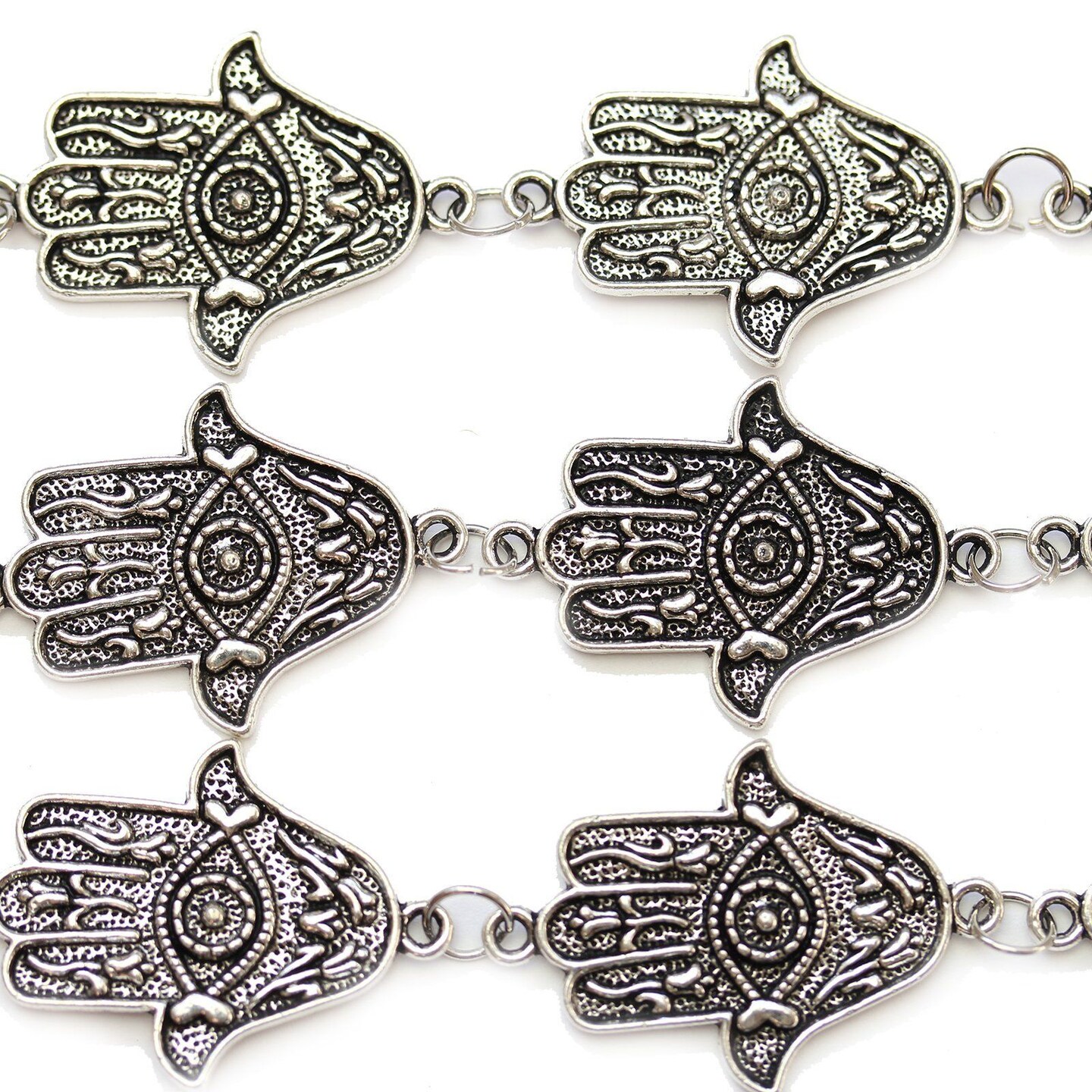Silver Plated Metal Hamsa Hand Connector 25x35mm | Michaels