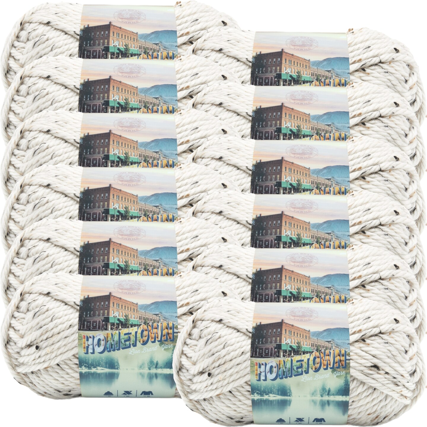(12 Pack) Lion Brand Yarn Hometown Yarn, Aspen Tweed