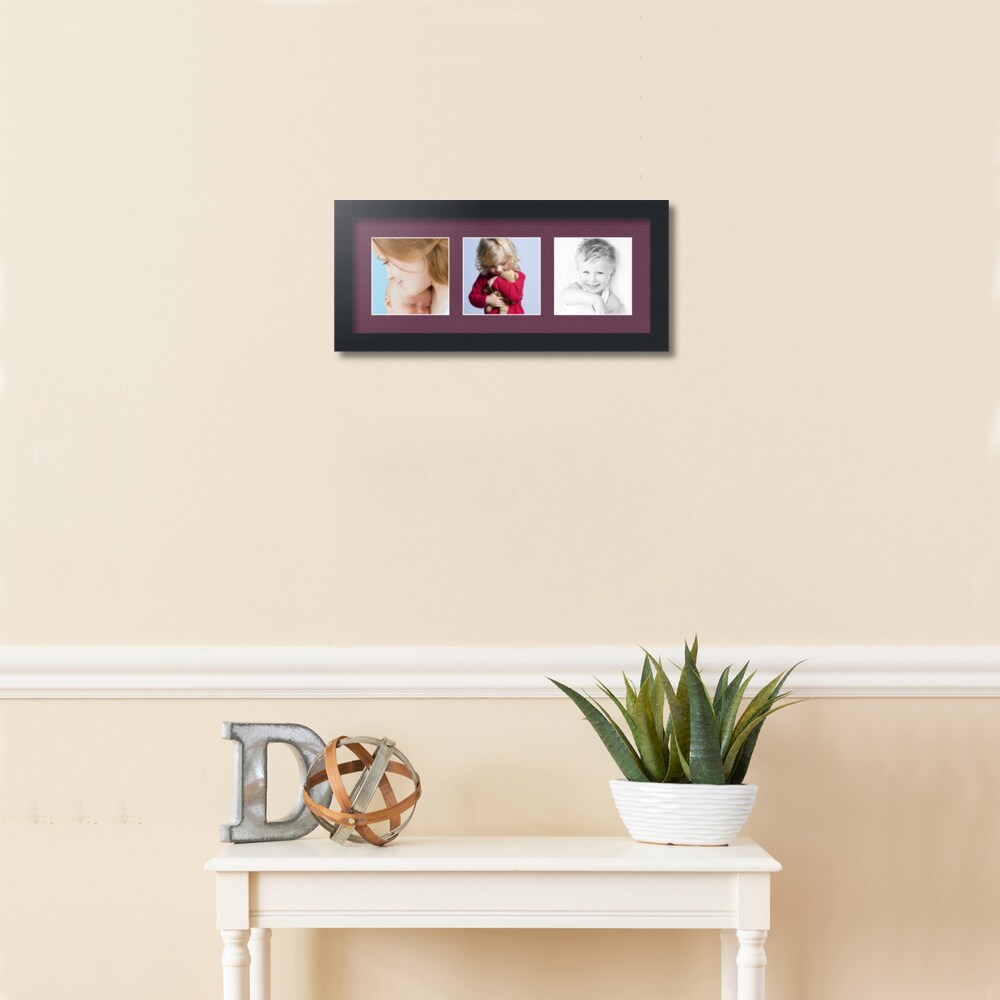 ArtToFrames Collage Photo Picture Frame with 3 - 5x5 inch Openings, Framed in Black with Over 62 Mat Color Options and Regular Glass (CSM-3926-95)