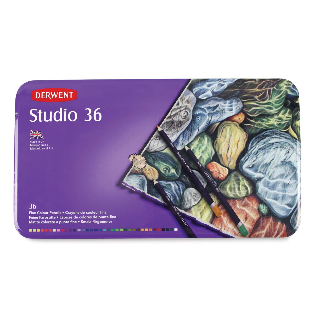 Derwent Studio Colored Pencil Set - Assorted Colors, Tin Box, Set of 36