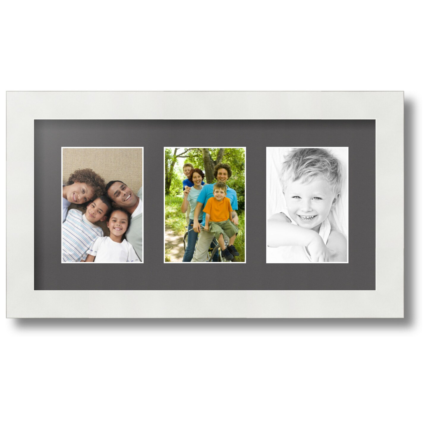 ArtToFrames Collage Photo Picture Frame with 3 - 3.5x5 inch Openings, Framed in White with Over 62 Mat Color Options and Regular Glass (CSM-3966-29)