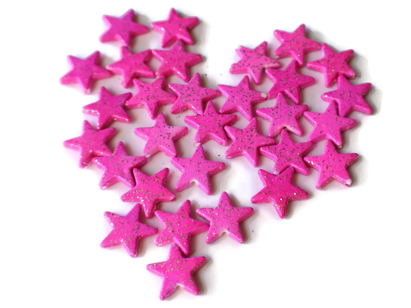 30 16mm Sparkly Star Beads Plastic Beads You Pick the Color
