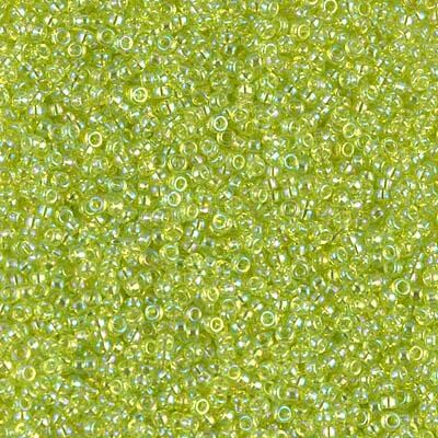 Miyuki 15/0 Round Seed Bead, 15-258, Transparent Chartreuse AB