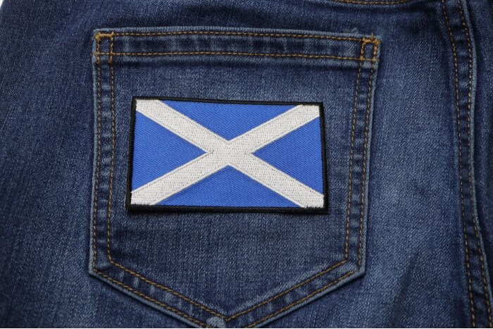 Patch, Embroidered Patch (Iron-On or Sew-On), Scotland Scottish Flag Patch, 3" x 2"