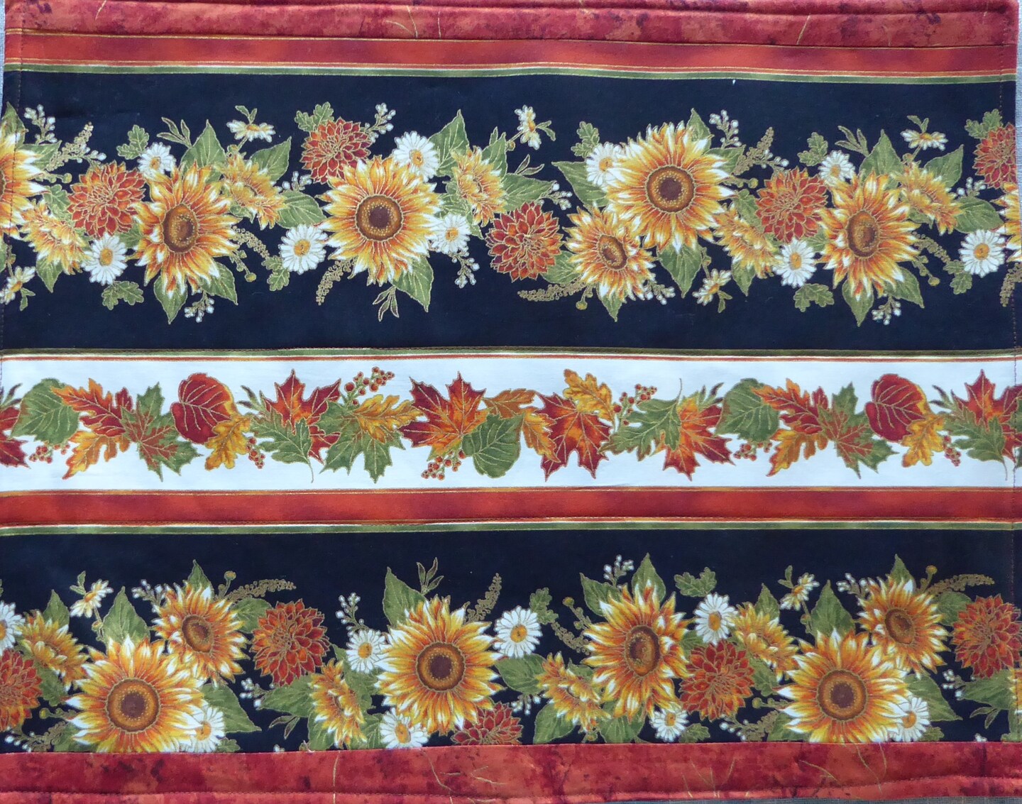Beautiful Fall Placemat Autumn Sunflower Bouquet Cotton Handmade