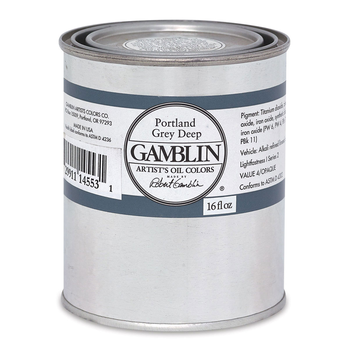 Gamblin Artist&#x27;s Oil Color - Portland Gray Deep, 16 oz Can