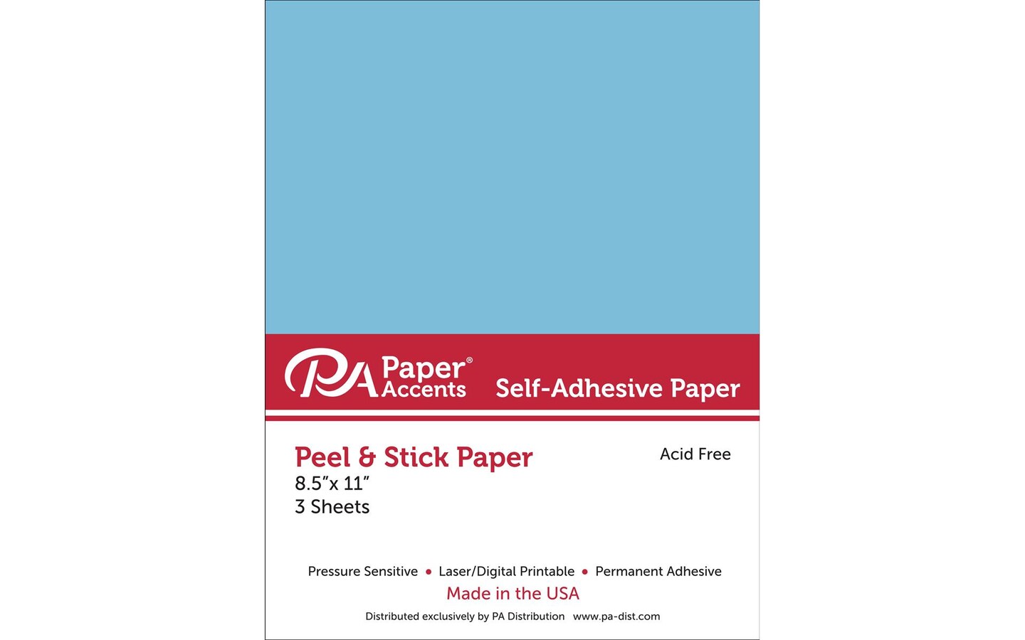Self Adhesive Paper 8.5x11 3pc Blue