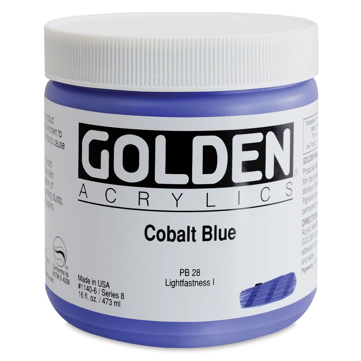 Golden Heavy Body Artist Acrylics - Cobalt Blue, 16 oz Jar