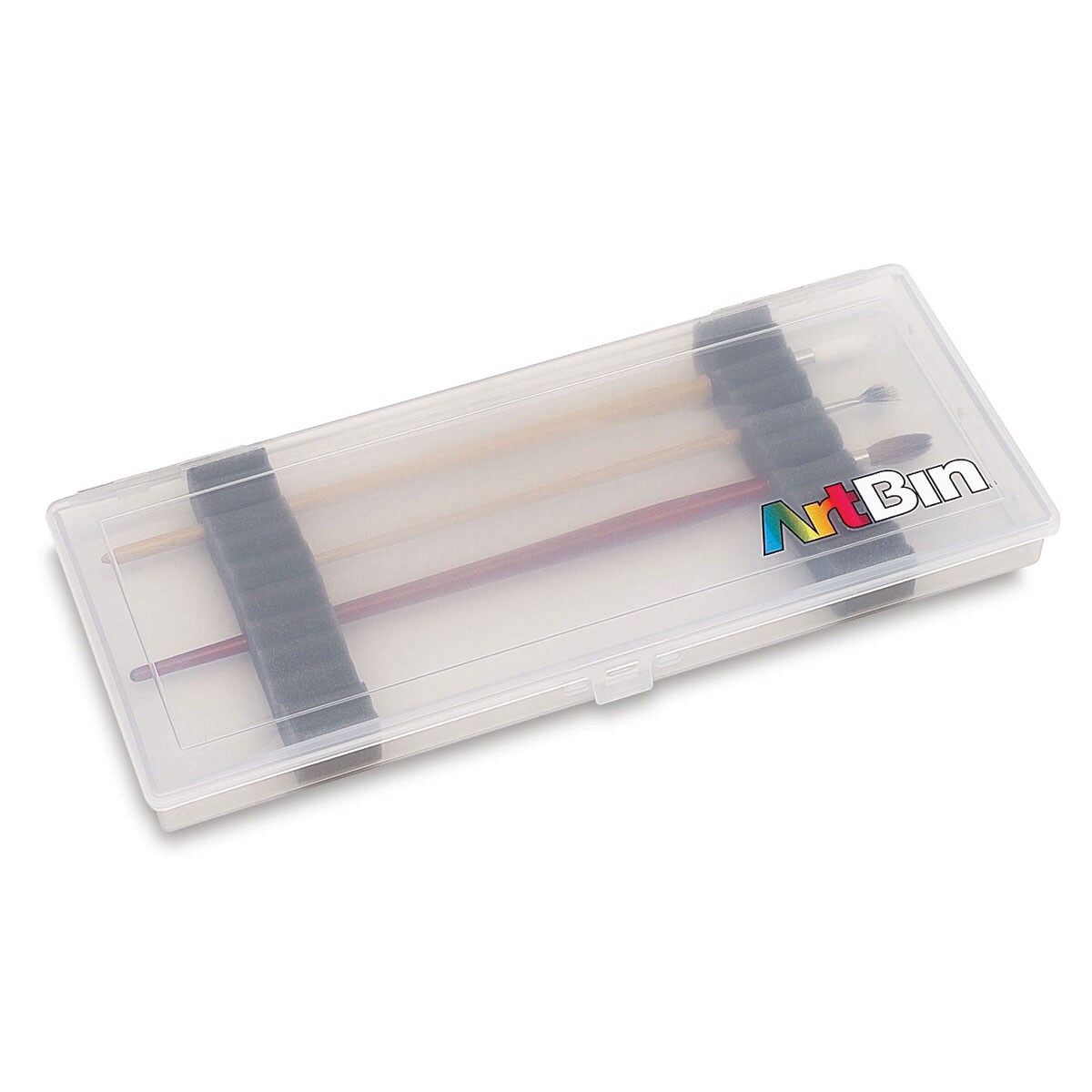 ArtBin Essentials Brush Box - Small, 14 1/4" x 6 1/4" x 1 1/4", Clear