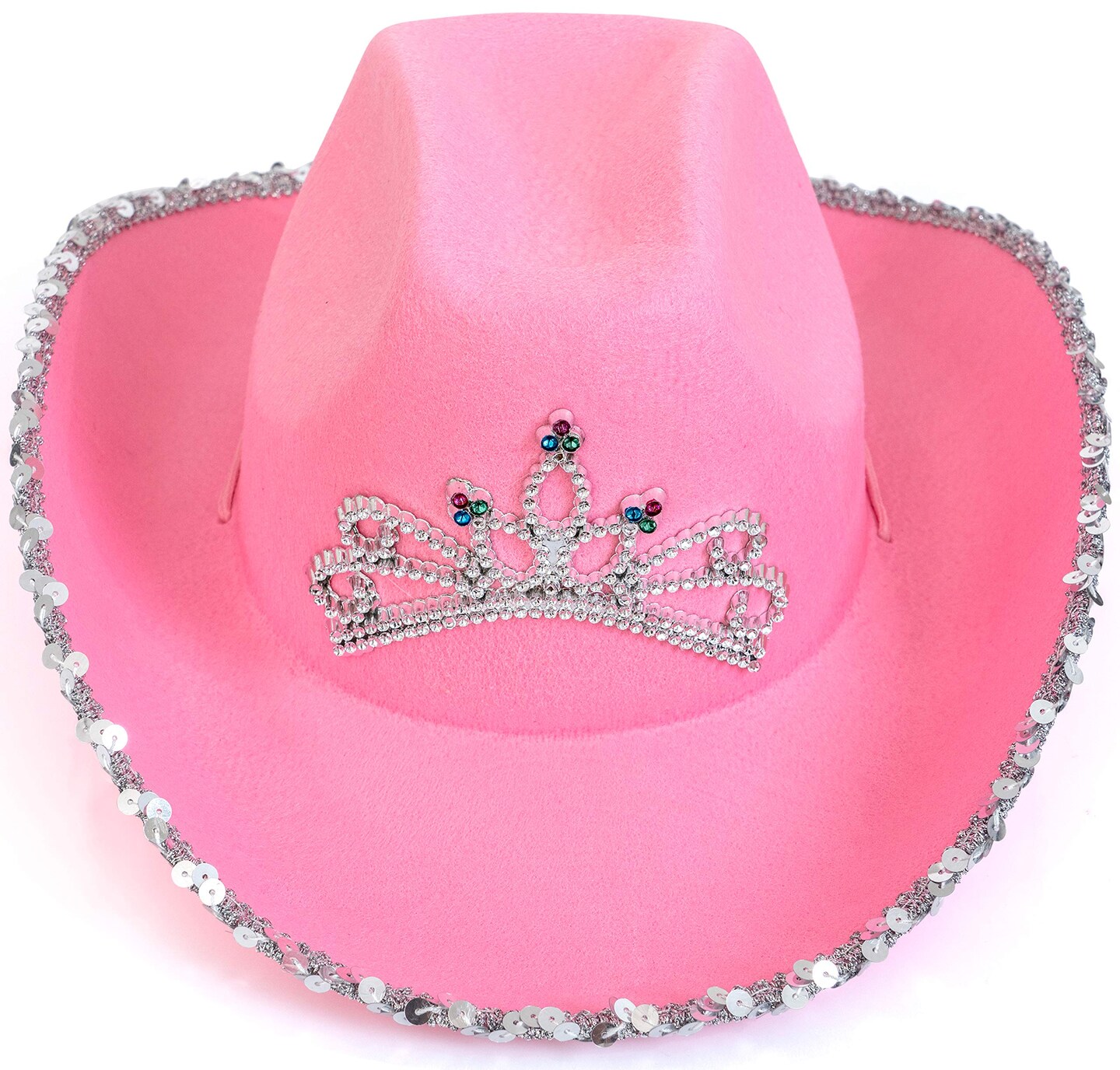 Pink Cowboy Hat Pink Sequin Cowgirl Princess Hat with Crown Tiara Design Michaels