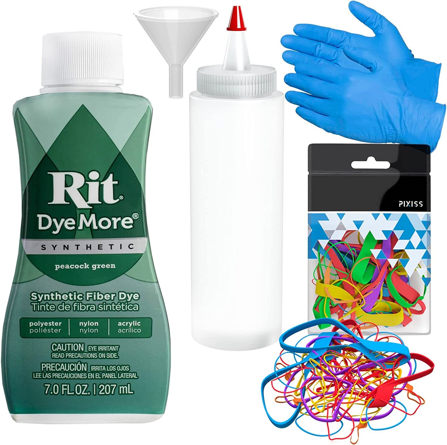 Synthetic Rit Dye More Liquid Fabric Dye Peacock Green, Pixiss Rit Accessories Kit