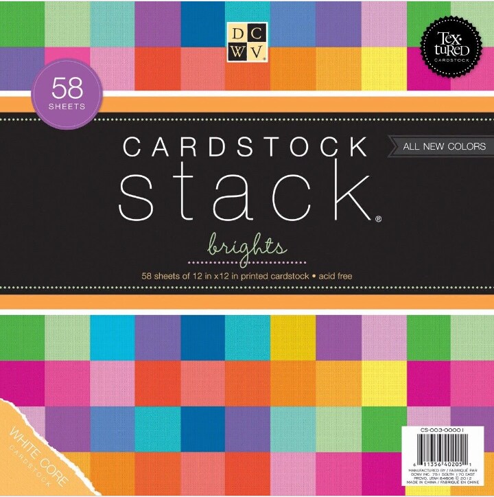 American Crafts STACKS - DCWV - 12 X 12 - BRIGHTS (58 SHEETS) CS-003-00001