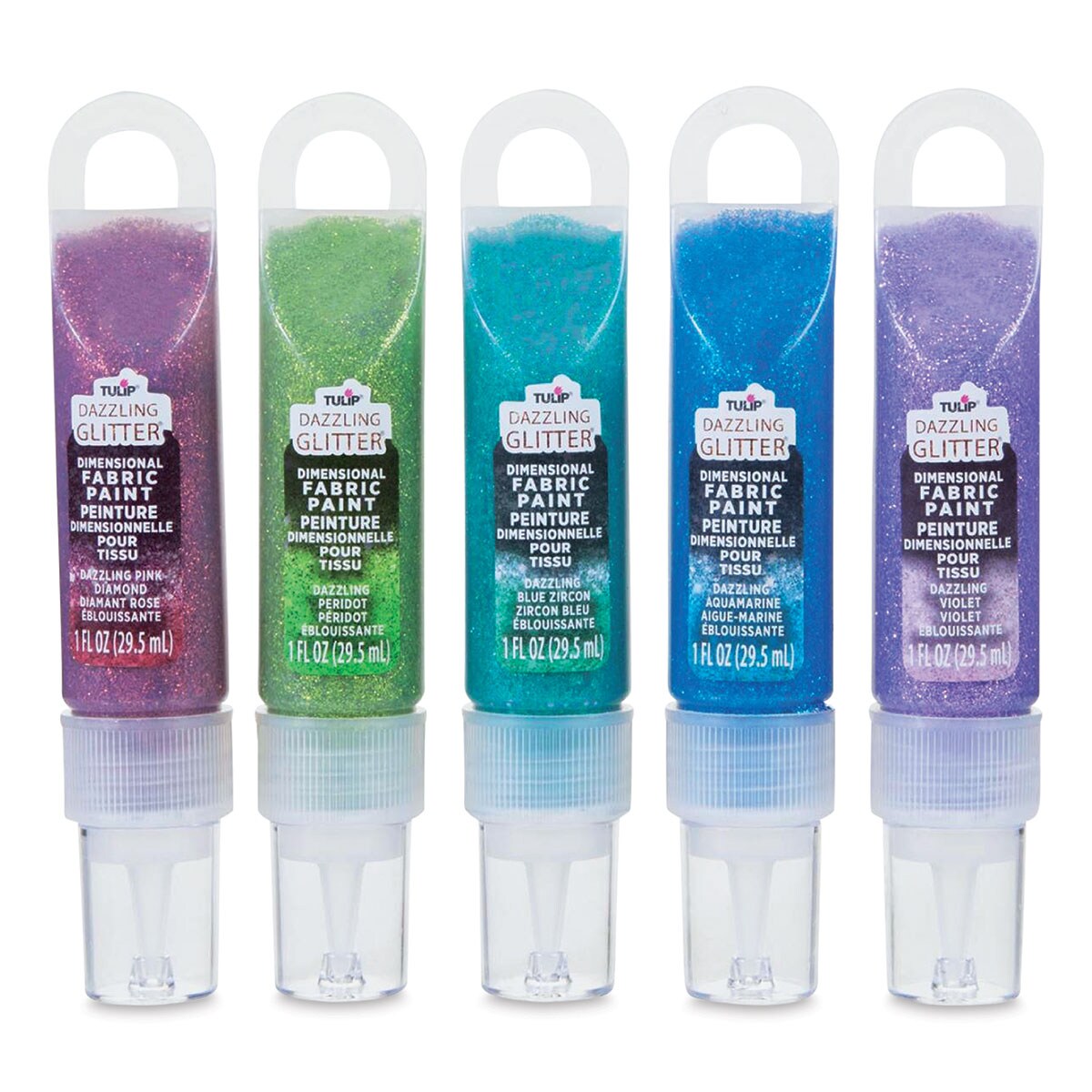 Tulip Dimensional Fabric Paint Set Gems, Dazzling Glitter, Set of 5
