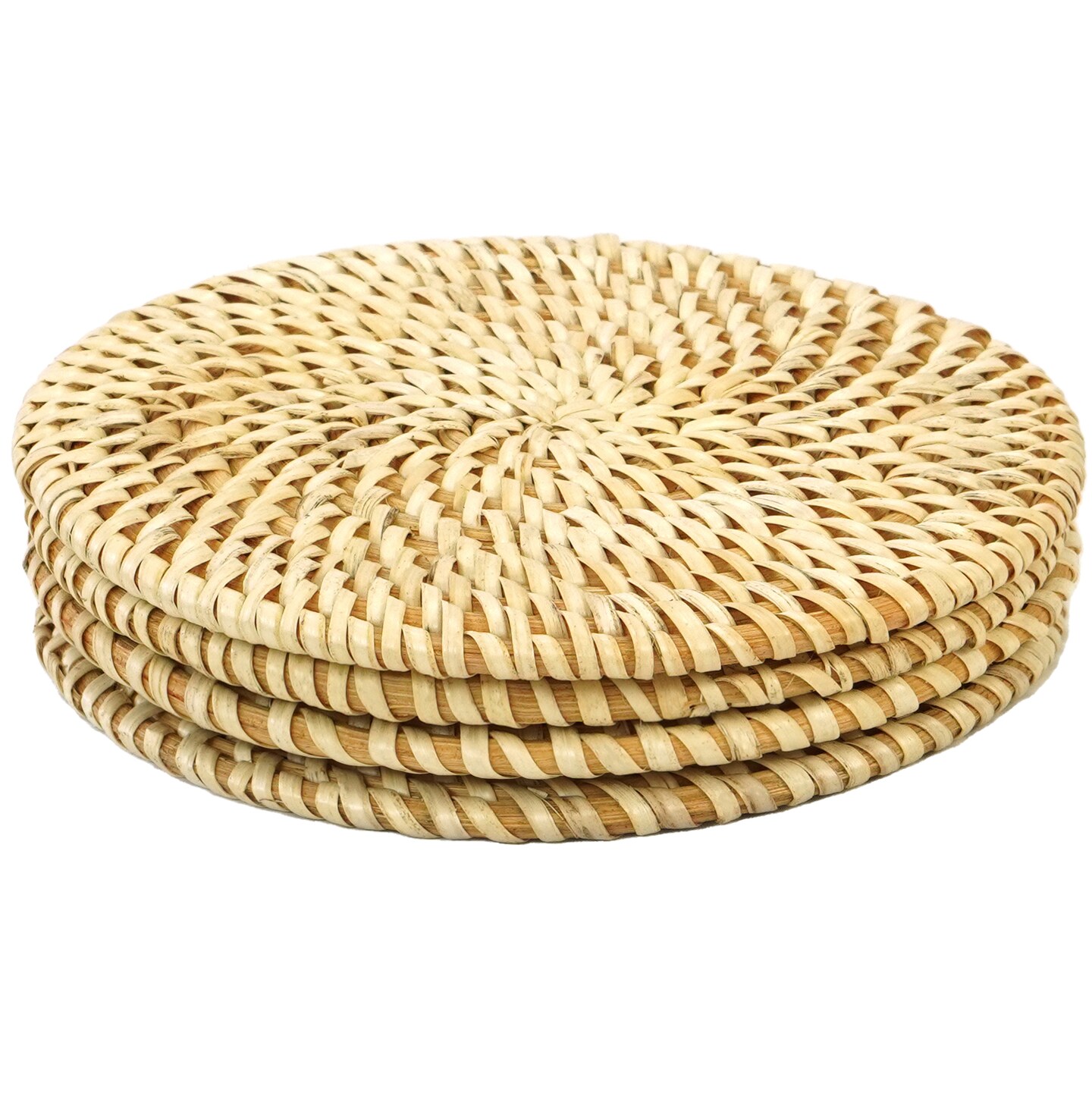 Set of 4 Decorative Round Natural Woven Handmade Rattan Placemats