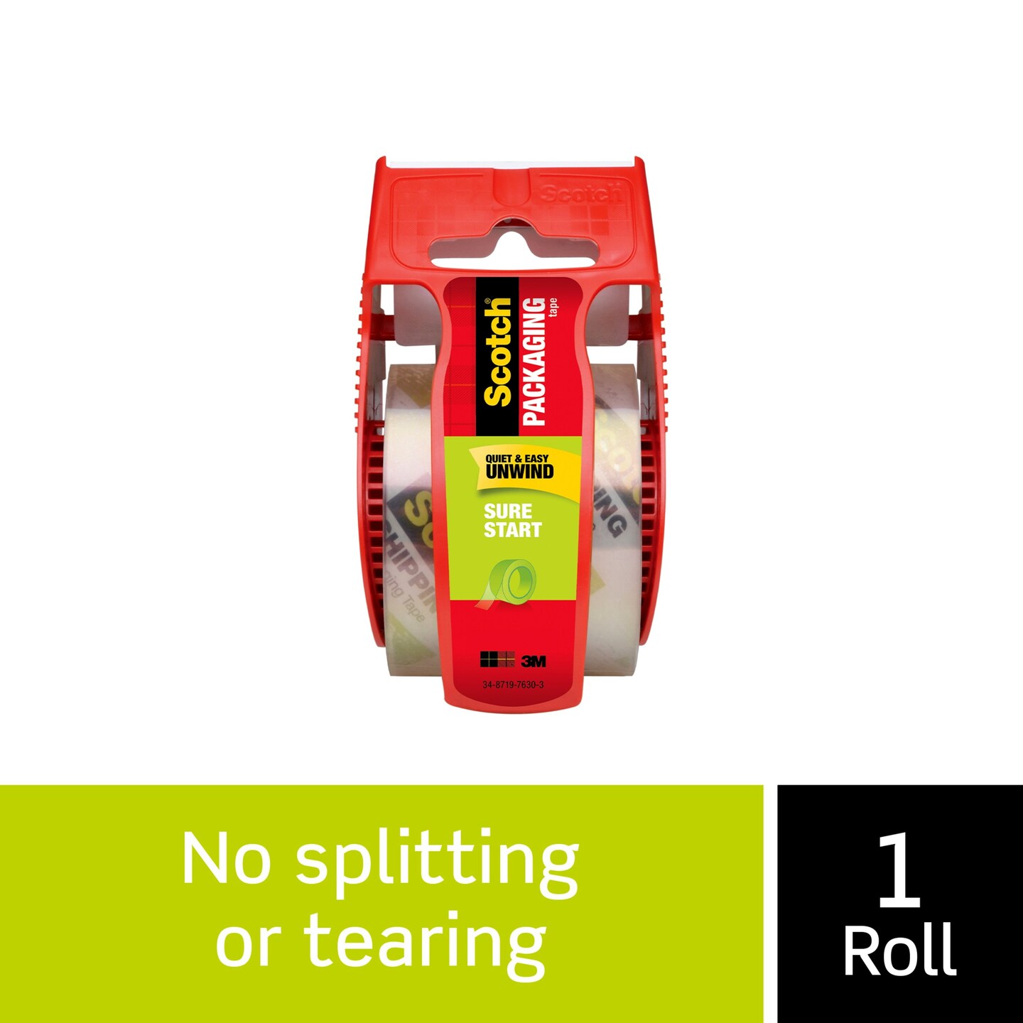 Scotch Sure Start Shipping Packaging Tape W/Dispenser-1.88"X800" Clear