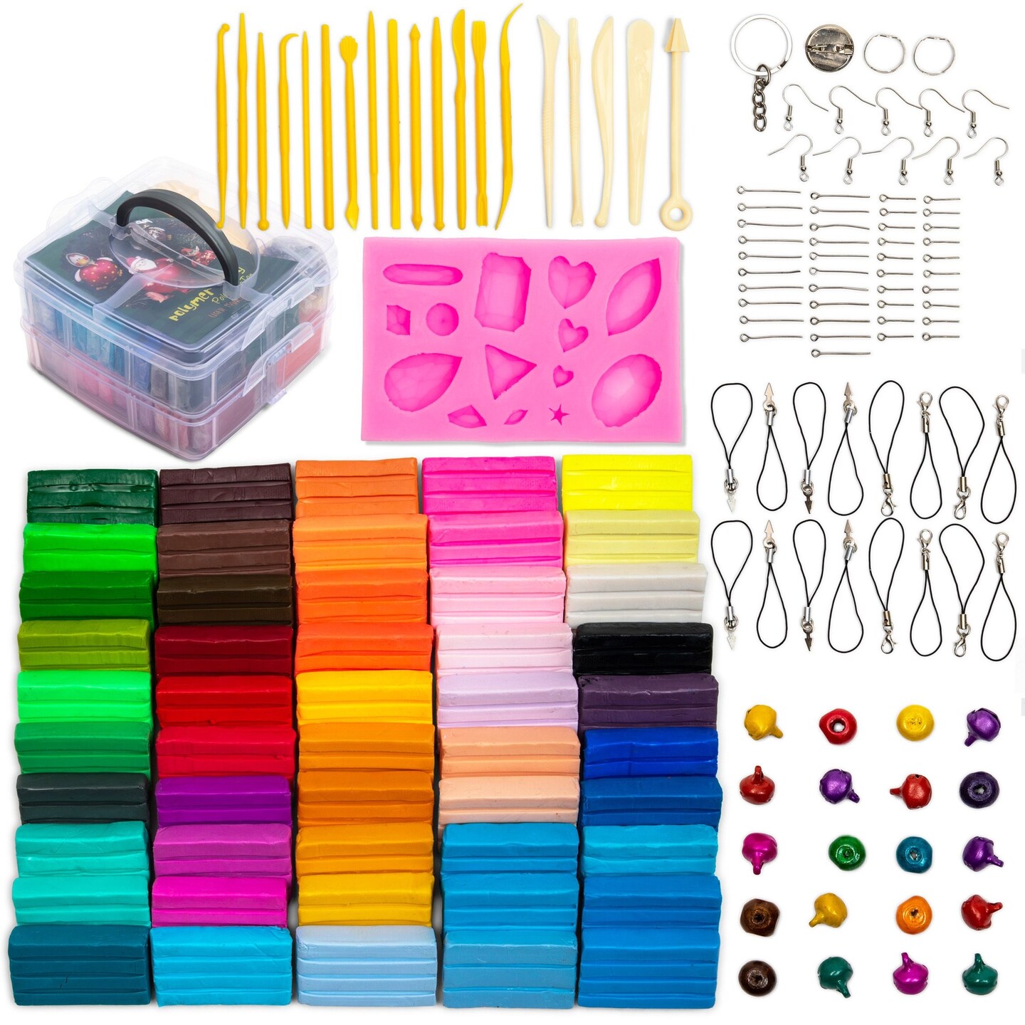 Polymer Clay 50 Color, Modeling Clay Kit DIY Oven Bake Clay with Sculpting  Tools, Accessories and Portable Storage Box, for Kids/Adults/Beginners