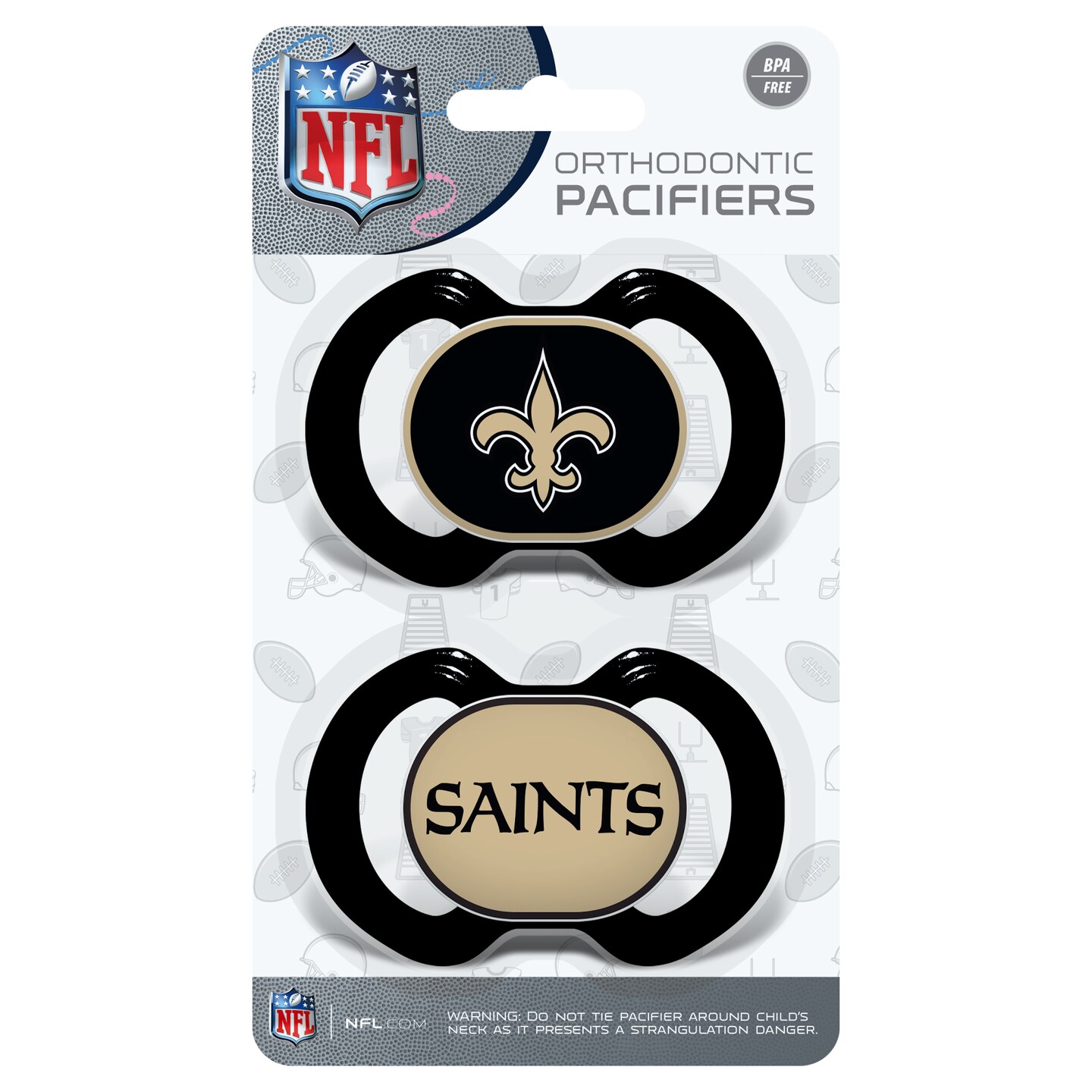 BabyFanatic Pacifier 2-Pack - NFL New Orleans Saints - Officially Licensed  League Gear
