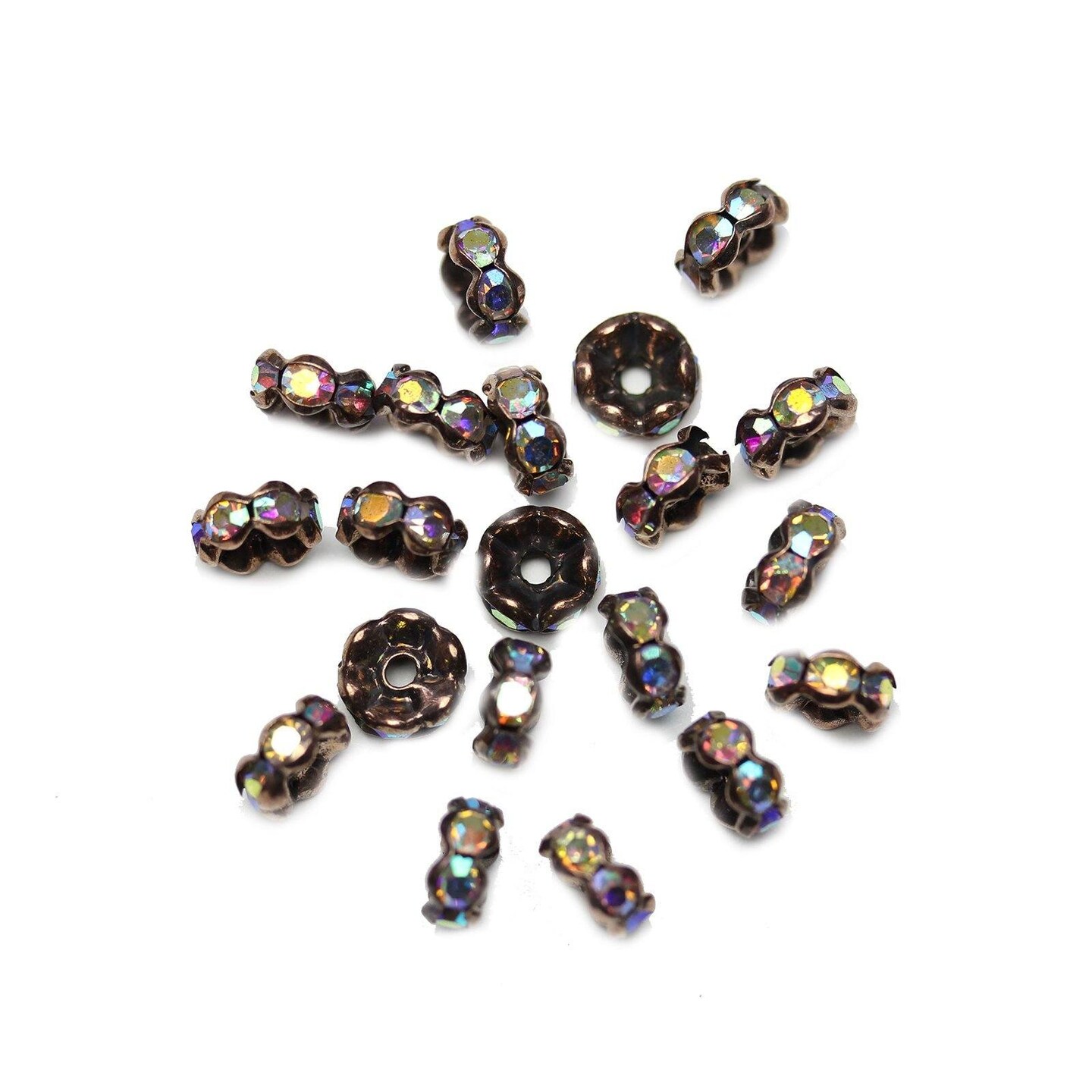 Copper Tone Rondell with Crystal AB Rhinestones 4x8mm Beads Michaels