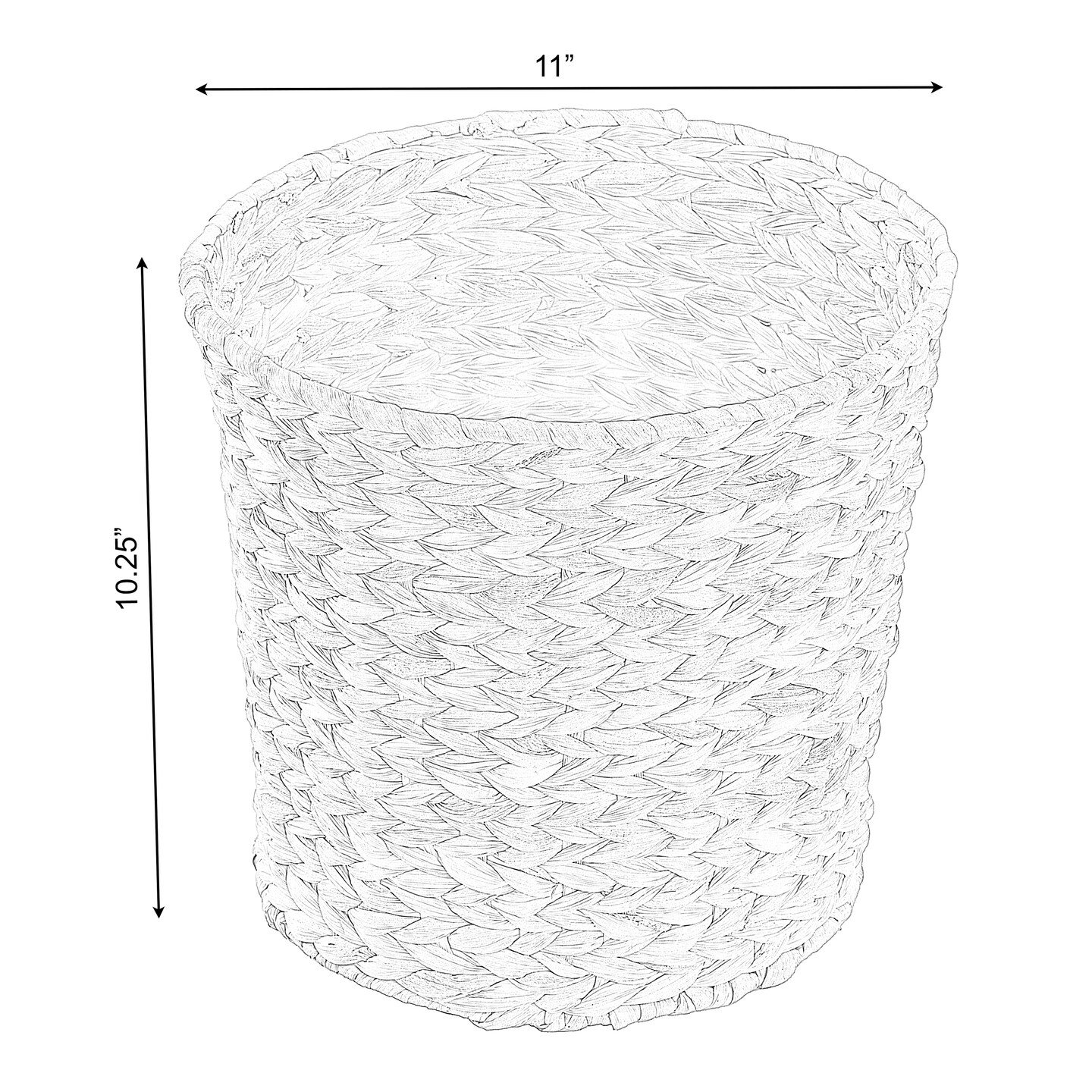 Natural Water Hyacinth Round Waste Basket - For Bathrooms, Bedrooms, or Offices