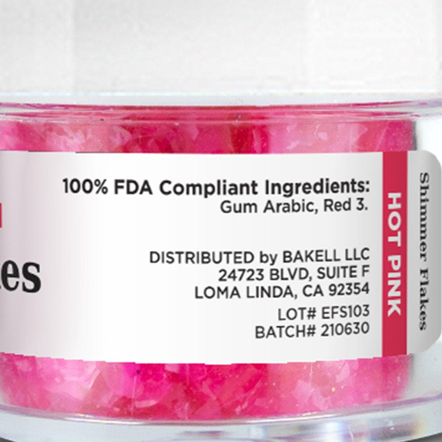 Hot Pink Edible Shimmer Flakes 4 Gram Jar