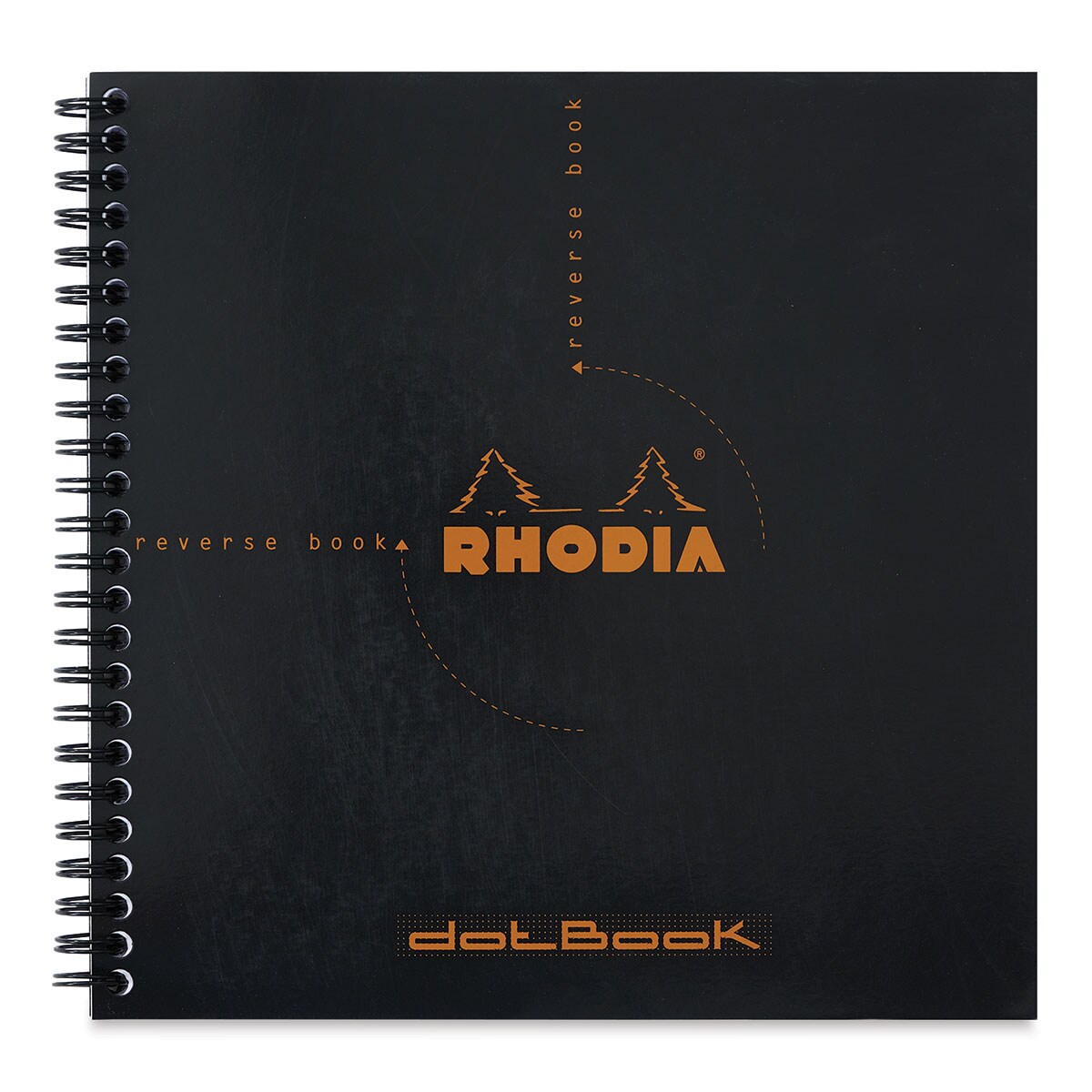 Rhodia Reverse Wirebound Notebook - Black, Dot Grid, 8-1/4&#x22; x 8-1/4&#x22;