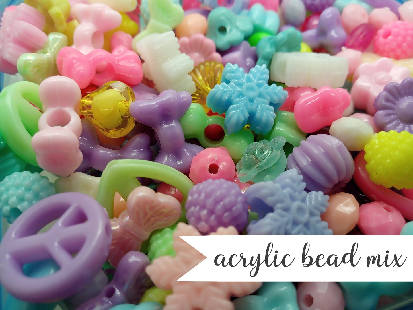 Cute Acrylic Bead Mix, Colorful Mixed Shapes, 160 piece Assortment, Adorabilities