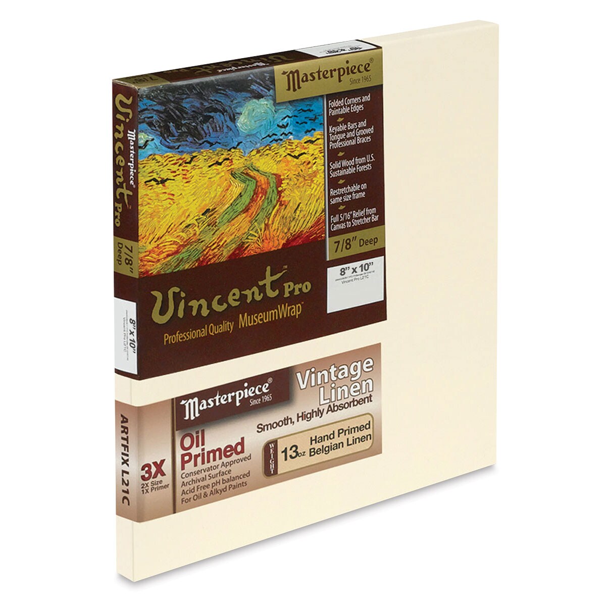 Masterpiece Vincent Pro Artfix Linen Canvas - 8&#x22; x 10&#x22;, Oil Primed