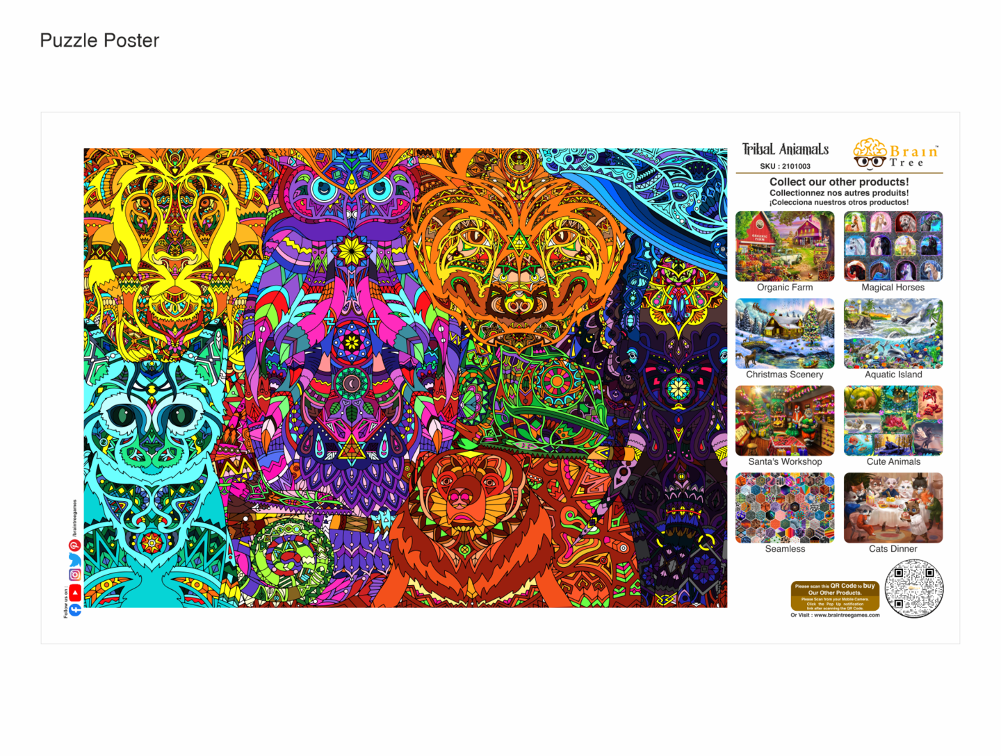 Brain Tree - Tribal Animal Jigsaw Puzzles 1000 Piece
