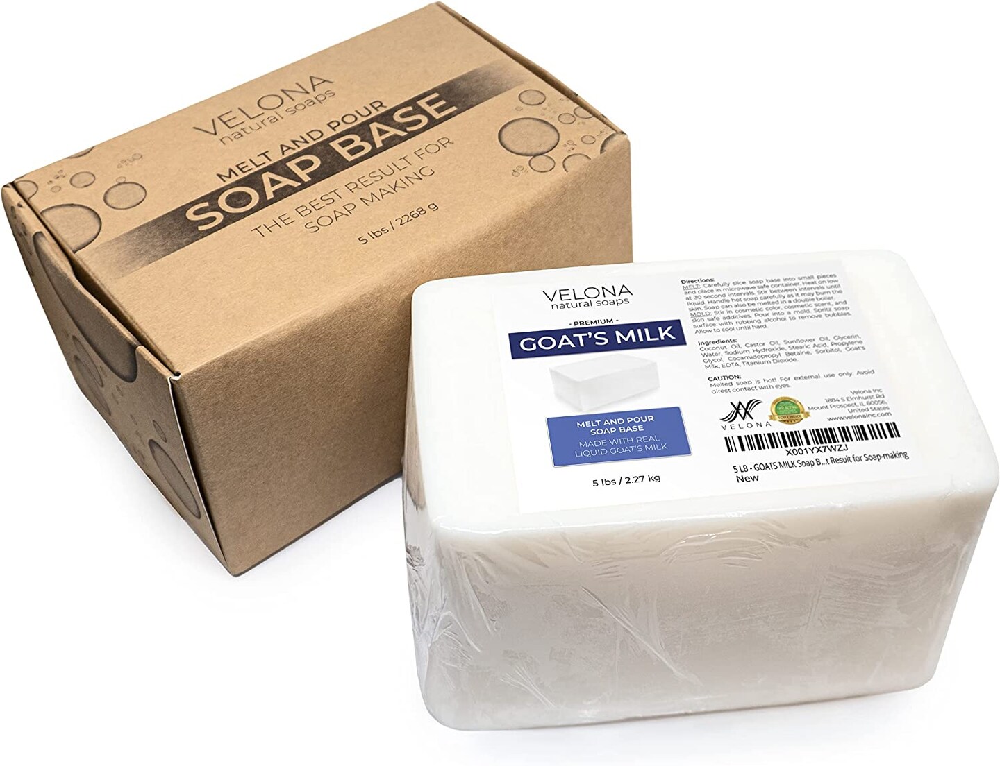 5 LB - GOATS MILK Soap Base by Velona | SLS/SLES free | Melt and Pour | Natural Bars For The Best Result for Soap-making&#x2026;