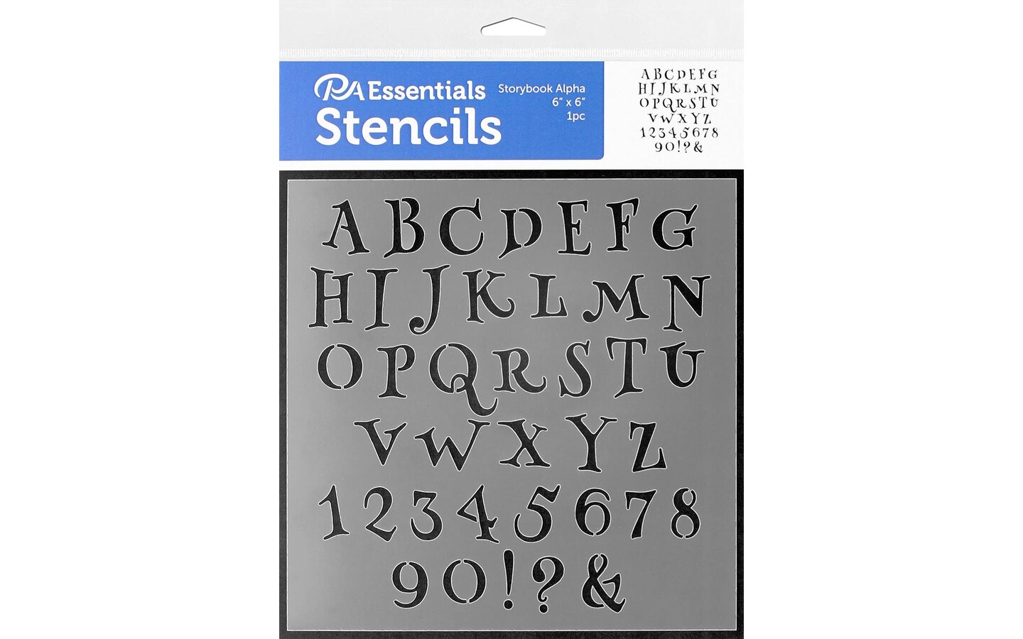 PA Essentials Stencil Storybook Alphabet for Painting on Wood, Canvas, Paper, Fabric, Wall and Tile, Reusable DIY Art and Craft Stencils for Painting, 6&#x22;x6&#x22; Inches