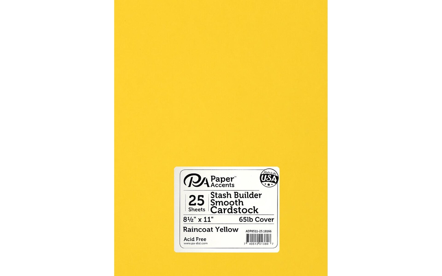 PA Paper Accents Stash Builder Cardstock 8.5" x 11" Raincoat Yellow