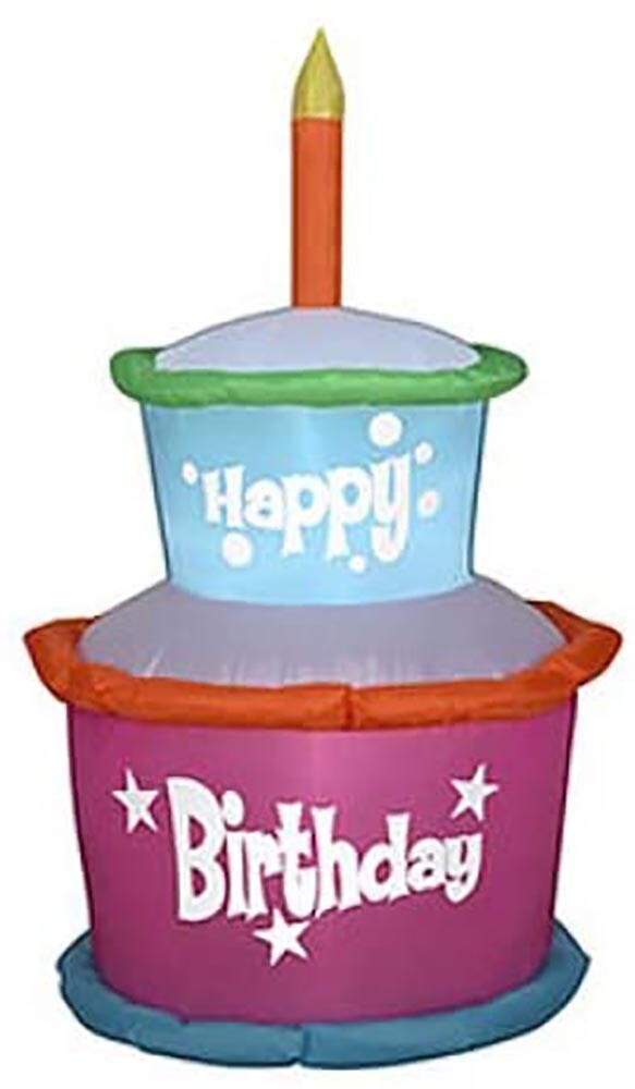 3.5' Gemmy Airblown Inflatable Colorful Birthday Cake w/ Candle 34457