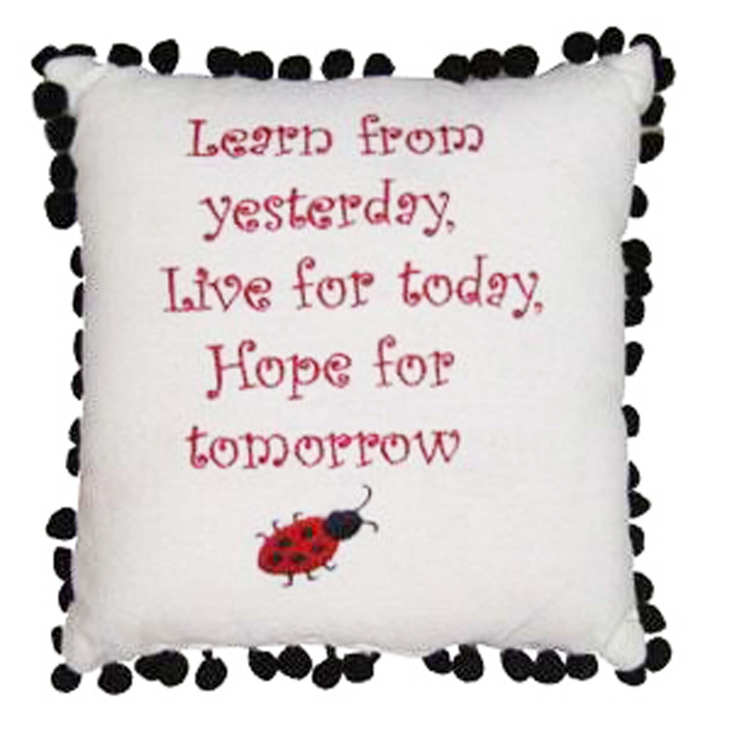 Learn From Yesterday Embroidered Small/Petite Accent Pillow, 10" x 10"