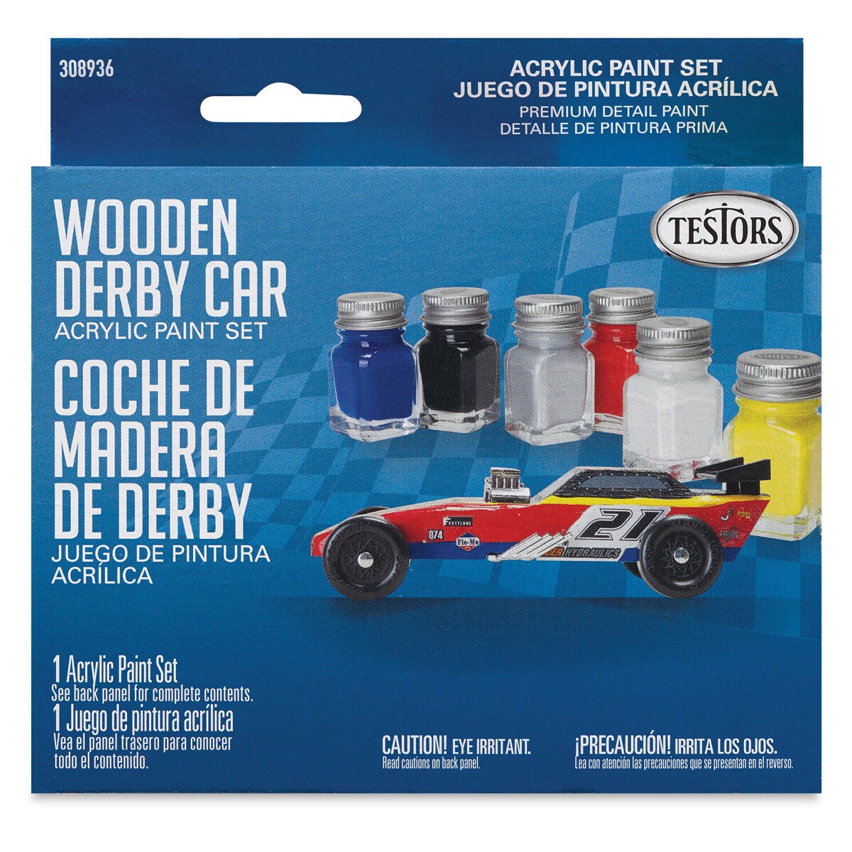 Testors Wooden Derby Car Acrylic Paint Set - Primary Set of 6