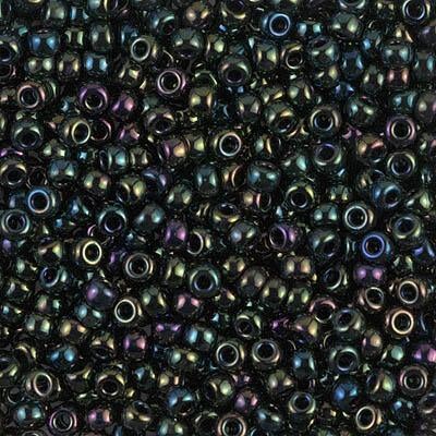 Miyuki 8 Round Seed Bead, 8-453, Metallic Forest Green Iris, 10 grams