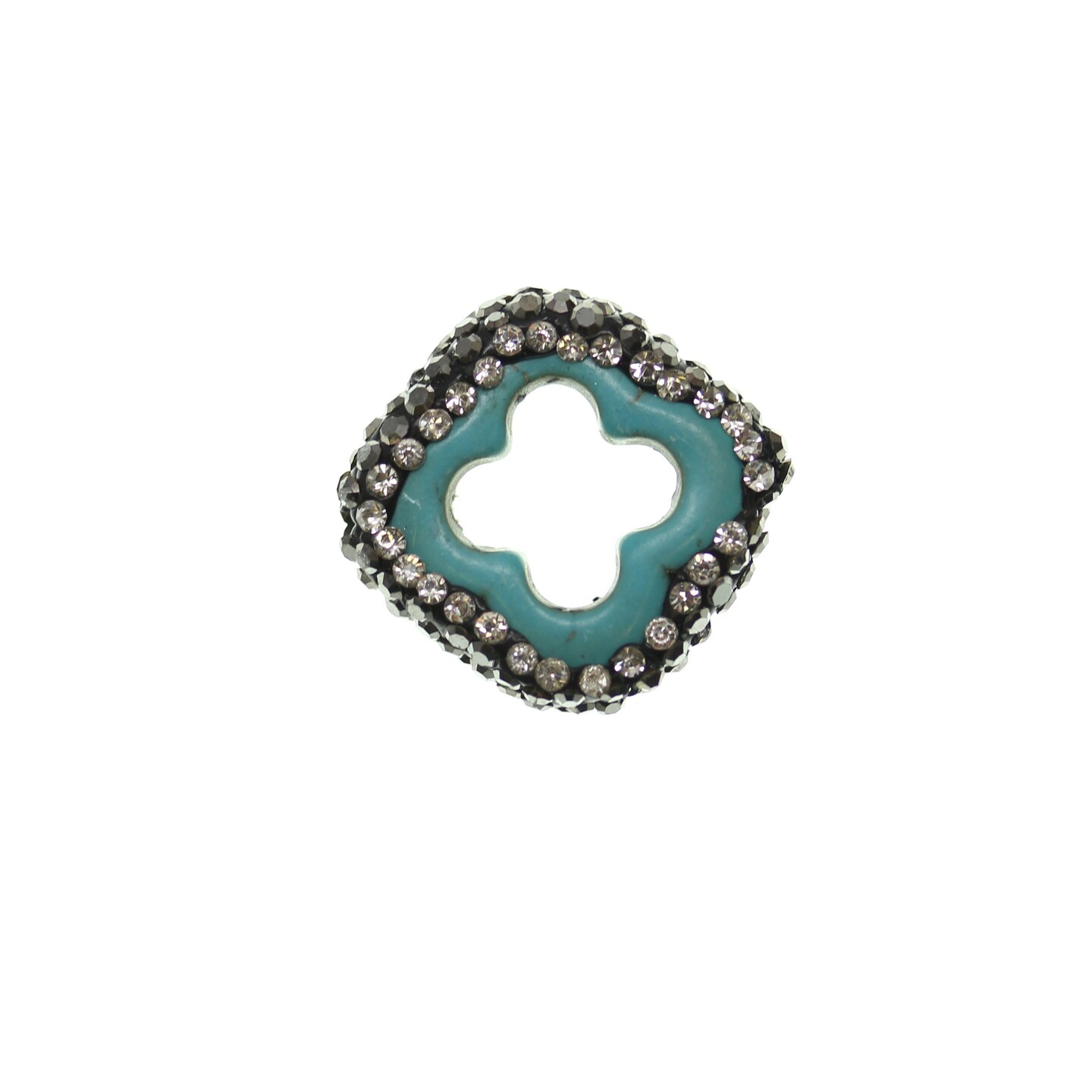 Dyed Reconstituted Turquoise Stone Bead with Micro Pave Frame