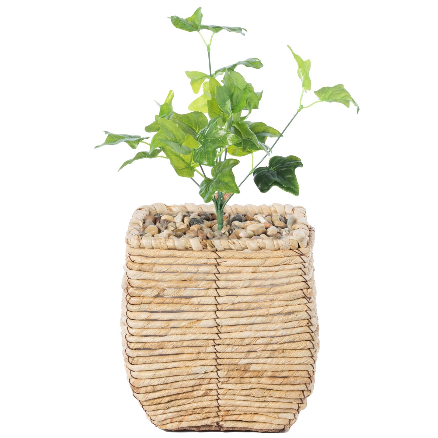 Woven Square Flower Pot Planter with Leak-Proof Plastic Lining
