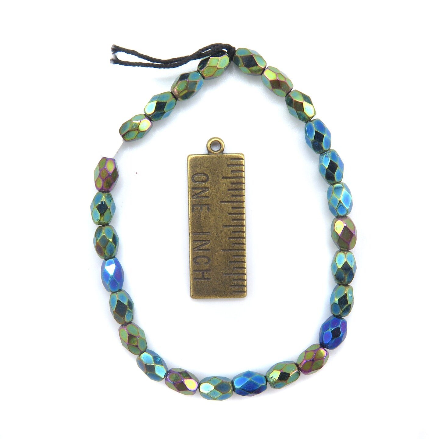 Peacock Faceted Olive Shaped Czech Glass Beads (1 strand/25 beads) (B616)