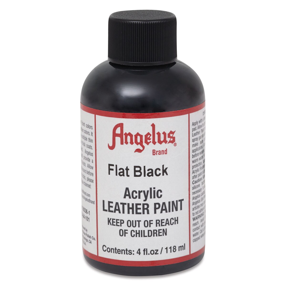 Angelus Acrylic Leather Paint - Flat Black, 4 oz