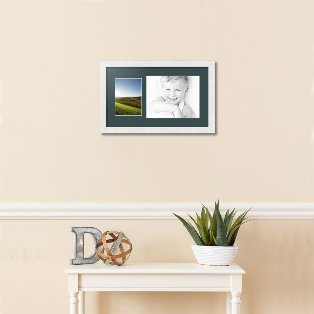 ArtToFrames Collage Photo Picture Frame with 1 - 5x7, 8x10 inch Openings, Framed in White with Over 62 Mat Color Options and Regular Glass (CSM-3966-166)