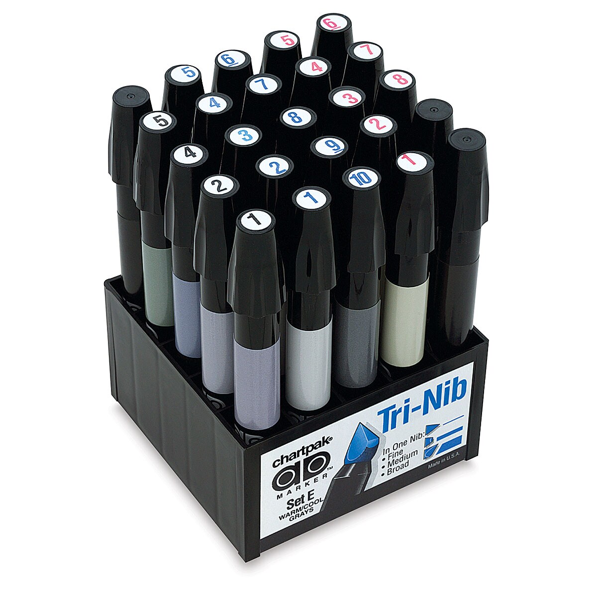 Chartpak Ad Markers - Warm and Cool Grays, Set of 25