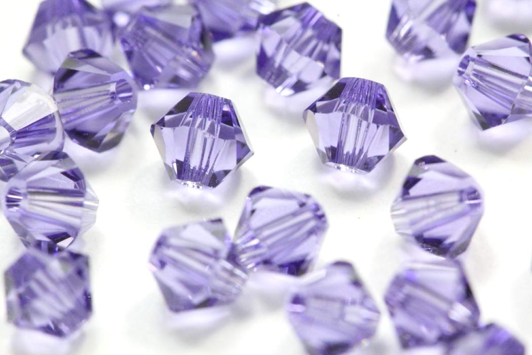 100pcs Authentic Preciosa 3mm (0.12 Inch) Small Faceted Bicone Crystal Beads Tanzanite Compatible with Swarovski Crystals 5301/5328 Pre-B326