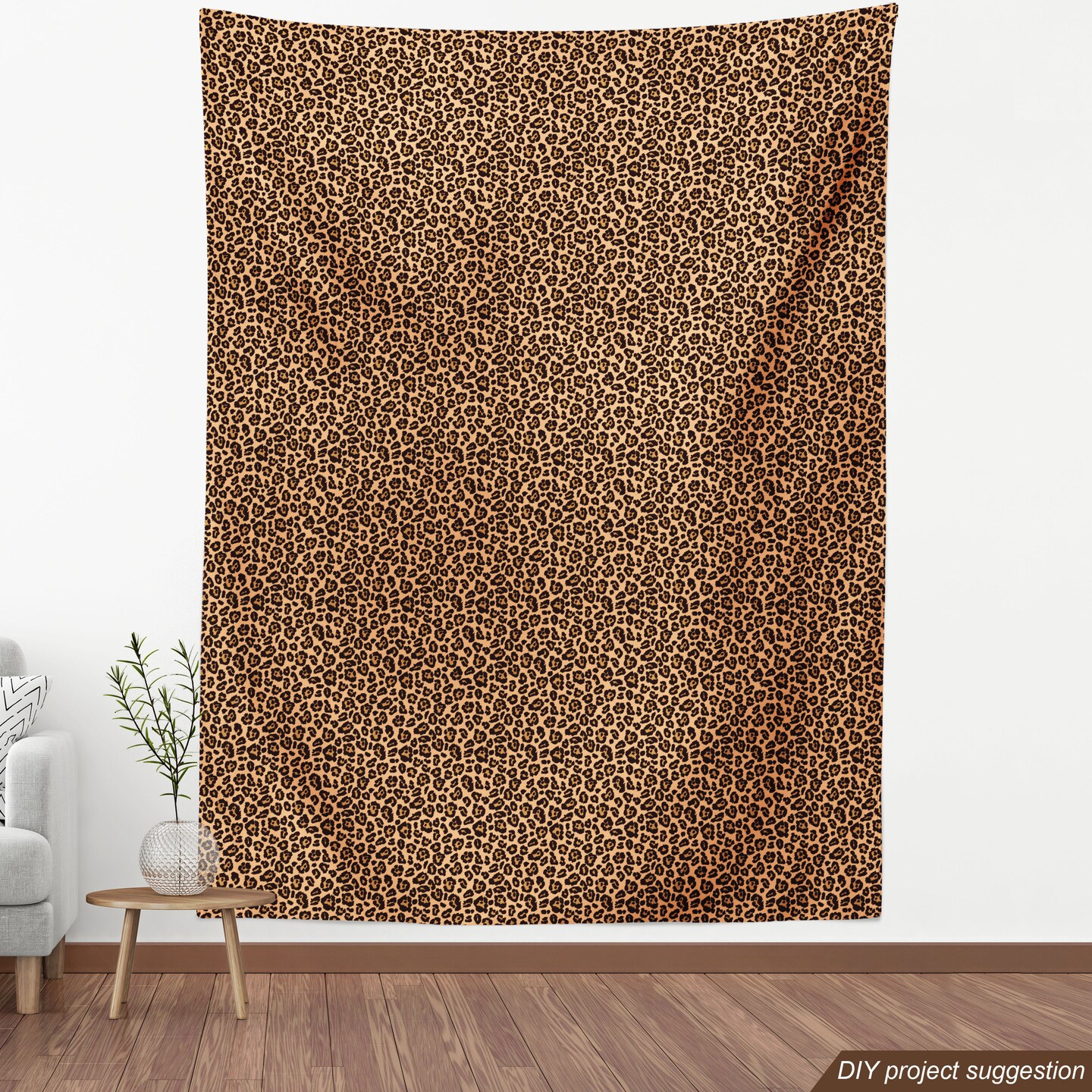 Ambesonne Leopard Print Fabric by The Yard Big Wild Cat Illustration Animal Skin Exotic Fauna Inspired Pattern Decorative Fabric for Ottoman Sofa Chair Cover Headboard Upholstery 2 Yards Orange Black