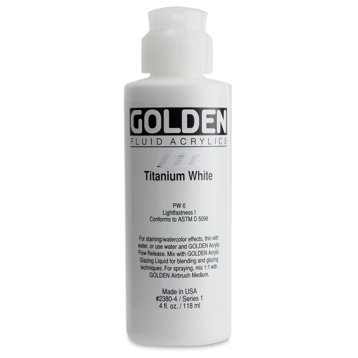Golden Fluid Acrylics - Titanium White, 4 oz bottle