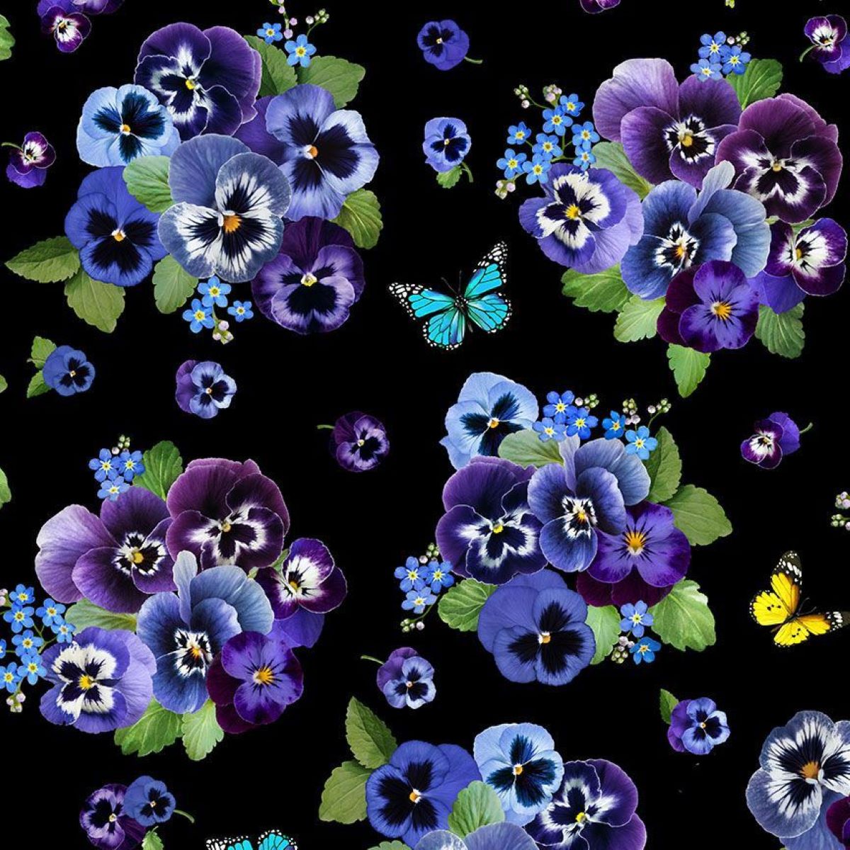 Timeless Treasures Pansy Paradise Bouquets Fabric Black Cotton Fabric Michaels
